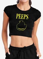 Peeps Easter Black And Yellow Baby Rib Womens Crop Top