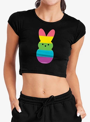 Peeps Rainbow Striped Easter Bunny Baby Rib Womens Crop Top
