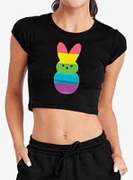 Peeps Rainbow Striped Easter Bunny Baby Rib Womens Crop Top