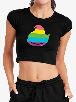 Peeps Rainbow Striped Easter Baby Rib Womens Crop Top