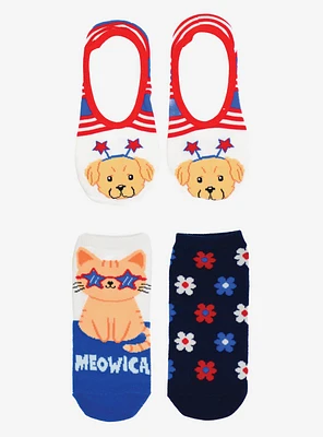 Americana Cat Dog and Daisies 3-Pairs Socks