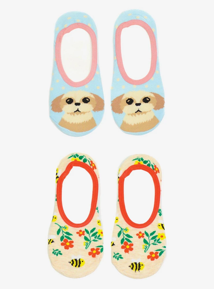 Summertime Dog and Bee 2-Pairs Socks
