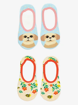 Summertime Dog and Bee 2-Pairs Socks