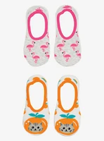 Summertime Flamingos and Cat 2-Pairs Socks