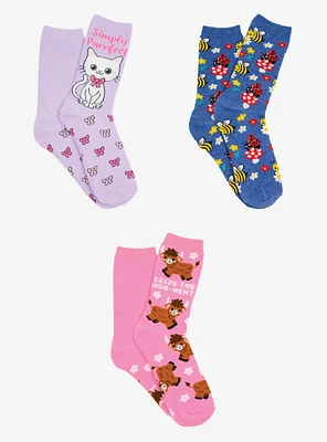 Summertime Meadow 3-Pairs Crew Socks