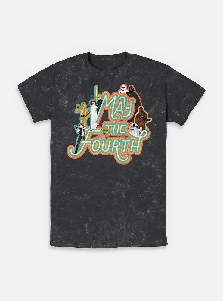 Star Wars May The 4th Retro Group Mineral Wash T-Shirt