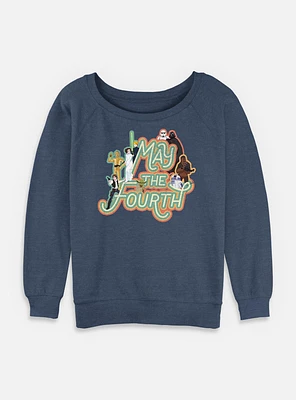 Star Wars May The 4th Retro Group Womens Slouchy Sweatshirt
