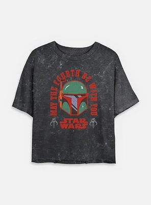 Star Wars Boba Fett May The 4th Womens Mineral Wash Crop T-Shirt