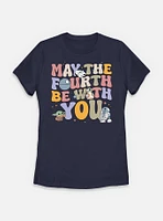 Star Wars The Mandalorian May Fourth Groovy Text Womens T-Shirt
