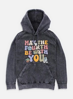 Star Wars The Mandalorian May Fourth Groovy Text Mineral Wash Hoodie