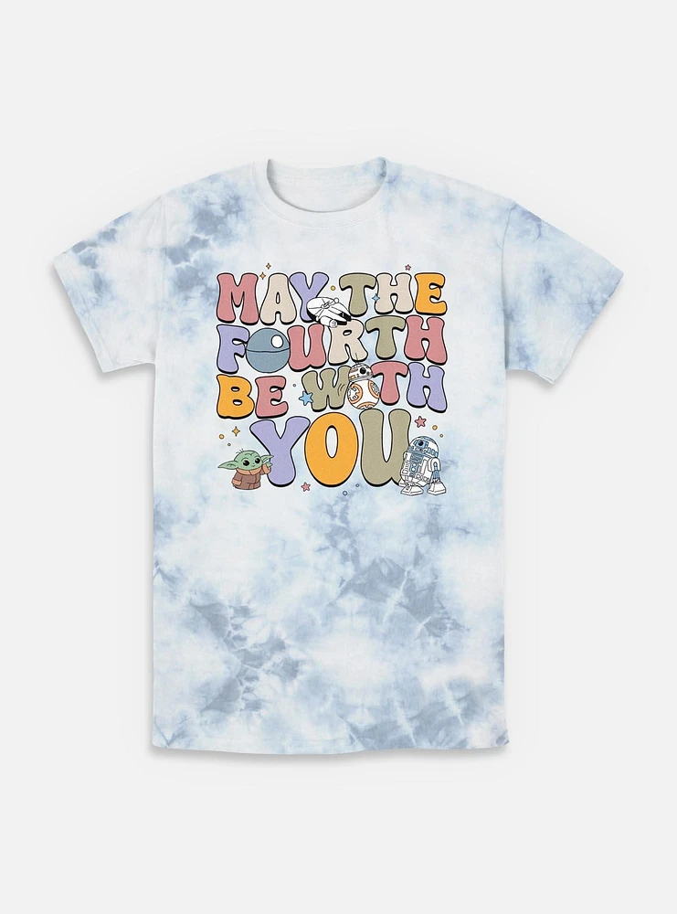 Star Wars The Mandalorian May Fourth Groovy Text Tie-Dye T-Shirt