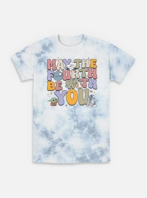 Star Wars The Mandalorian May Fourth Groovy Text Tie-Dye T-Shirt
