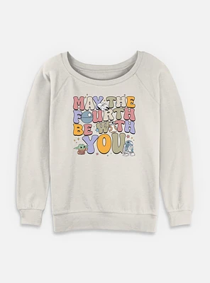 Star Wars The Mandalorian May Fourth Groovy Text Womens Slouchy Sweatshirt
