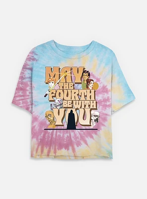 Star Wars May The Fourth Be With You Womens Tie-Dye Crop T-Shirt