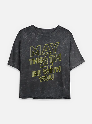 Star Wars May The 4th Be With You Womens Mineral Wash Crop T-Shirt