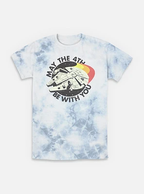 Star Wars Retro May The 4th Millenium Falcon Tie-Dye T-Shirt