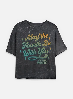 Star Wars Celebrate May The 4th Gradient Womens Mineral Wash Crop T-Shirt