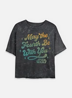 Star Wars Celebrate May The 4th Gradient Womens Mineral Wash Crop T-Shirt