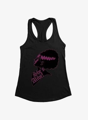 Universal Monsters Bride Of Frankenstein She's Alive! Side Profile Womens Tank Top