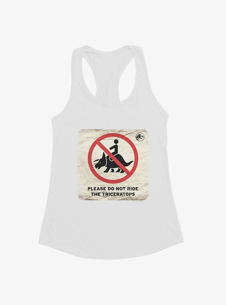 Jurassic World Dominion Do Not Ride Triceratops Womens Tank Top