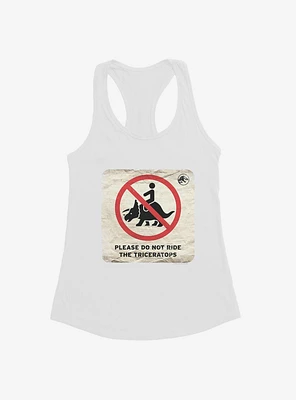 Jurassic World Dominion Do Not Ride Triceratops Womens Tank Top