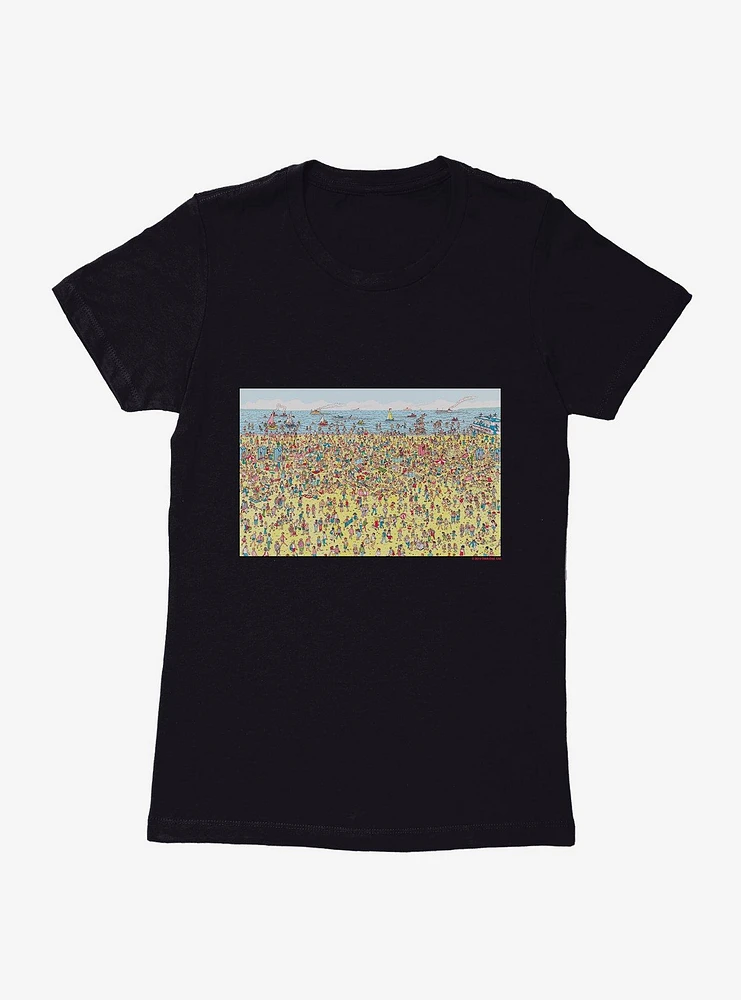 Where's Waldo? Search The Beach Womens T-Shirt