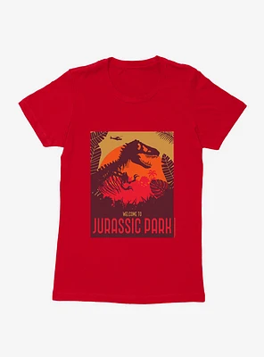 Jurassic Park Welcome Sunset Womens T-Shirt