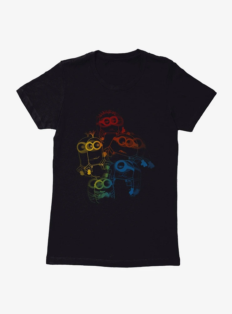 Minions Rainbow Retro 3D Art Womens T-Shirt