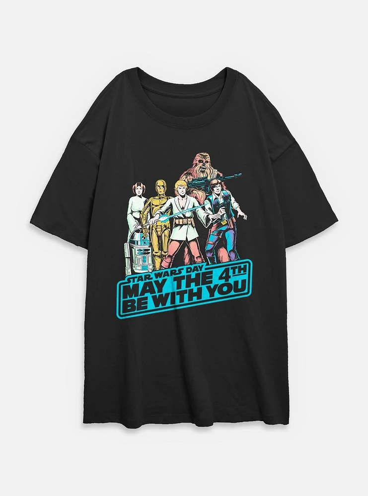 Star Wars May The 4th Group Womens Oversized T-Shirt