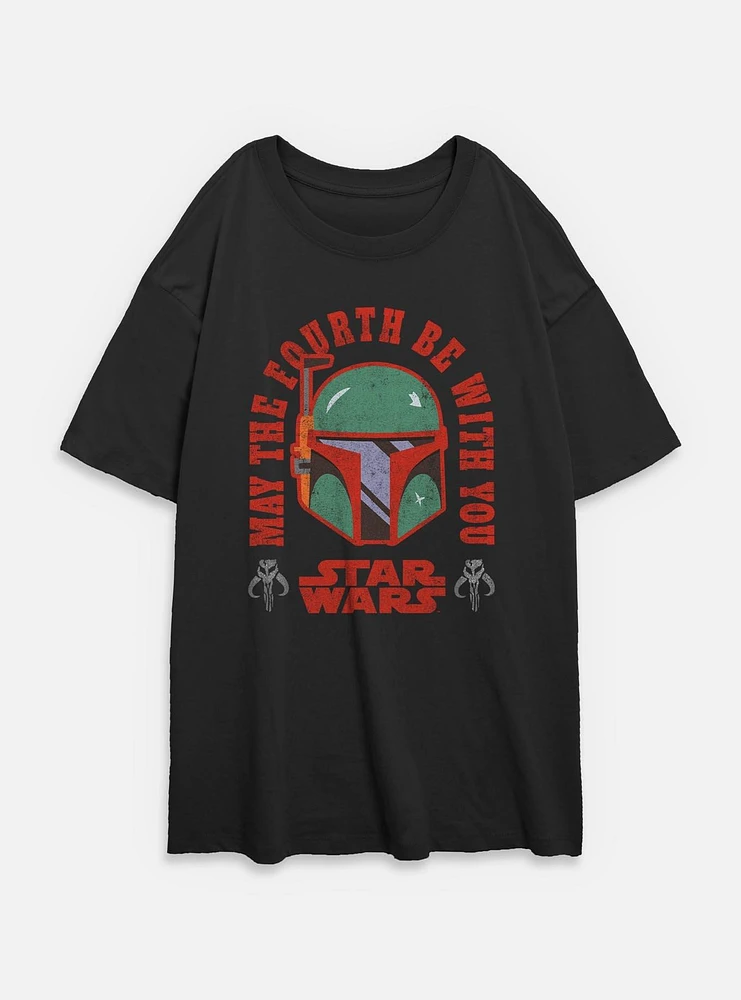 Star Wars Boba Fett May The 4th Womens Oversized T-Shirt