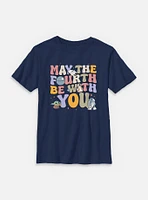 Star Wars The Mandalorian May Fourth Groovy Text Youth T-Shirt