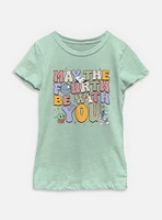 Star Wars The Mandalorian May Fourth Groovy Text Youth Girls T-Shirt