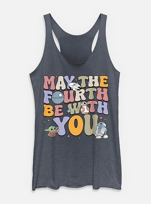 Star Wars The Mandalorian May Fourth Groovy Text Womens Tank Top