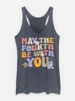 Star Wars The Mandalorian May Fourth Groovy Text Womens Tank Top
