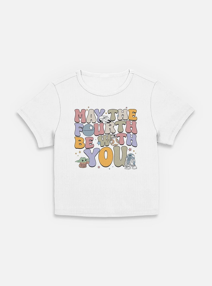Star Wars The Mandalorian May Fourth Groovy Text Womens Baby T-Shirt