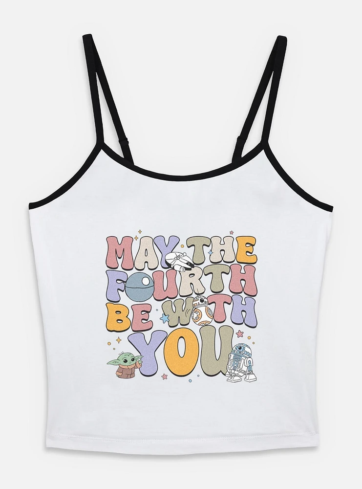 Star Wars The Mandalorian May Fourth Groovy Text Womens Cami Tank Top