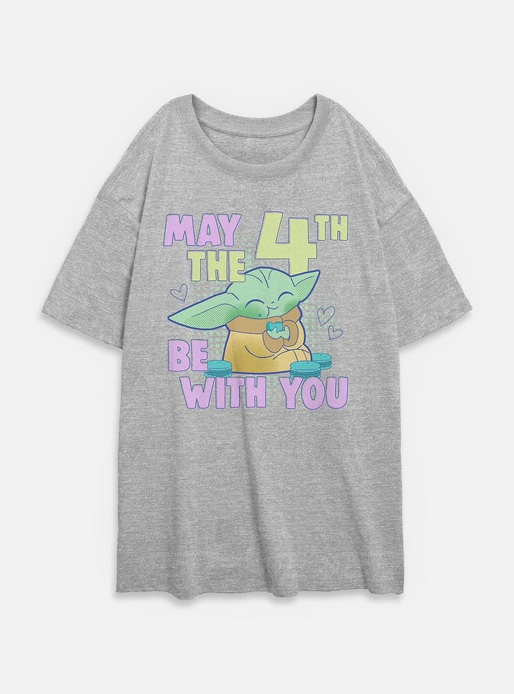 Star Wars The Mandalorian May 4th Grogu Womens Oversized T-Shirt