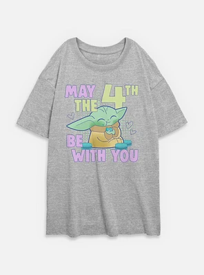 Star Wars The Mandalorian May 4th Grogu Womens Oversized T-Shirt
