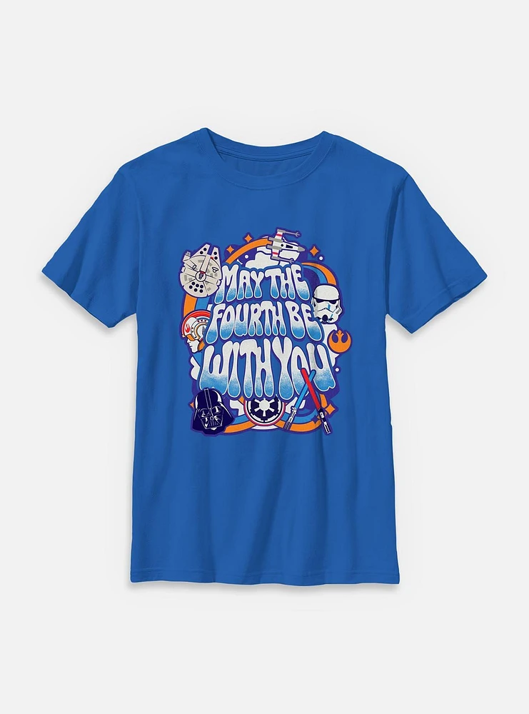 Star Wars Bubble Text May The Fourth Youth T-Shirt