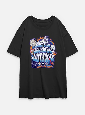 Star Wars Bubble Text May The Fourth Womens Oversized T-Shirt
