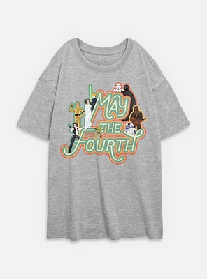 Star Wars May The 4th Retro Group Womens Oversized T-Shirt