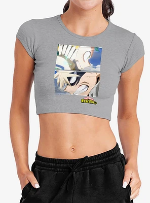 My Hero Academia Deku and Bakugo Close Cap Sleeve Baby Rib Women's Crop Top