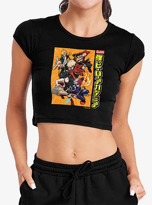 My Hero Academia Striking Heroes Poster Cap Sleeve Baby Rib Women's Crop Top