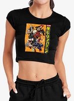 My Hero Academia Striking Heroes Poster Cap Sleeve Baby Rib Women's Crop Top