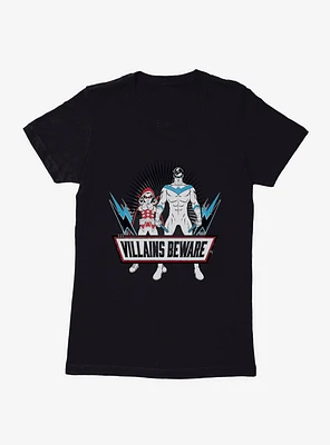 DC Comics Batman Robin Nightwing Villains Beware Womens Black T-Shirt