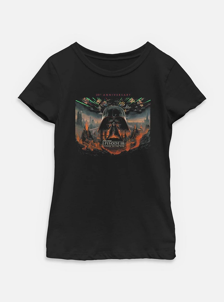 Star Wars Episode III: Revenge Of The Sith 20th Anniversary Scenic Poster Youth Girls T-Shirt