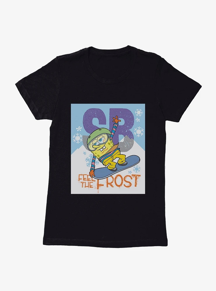 SpongeBob SquarePants Feel The Frost Snowboarding Womens T-Shirt
