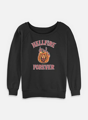 Stranger Things Hellfire Forever Pumpkin Womens Slouchy Sweatshirt