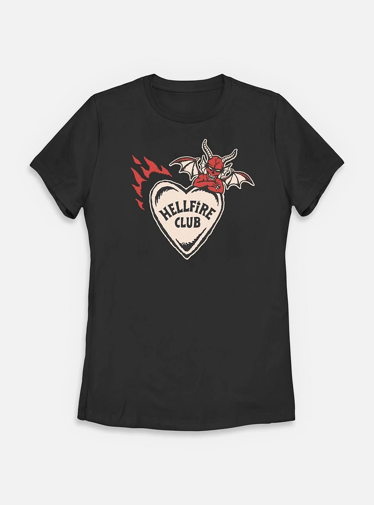 Stranger Things Hellfire Club Devil Heart Womens T-Shirt