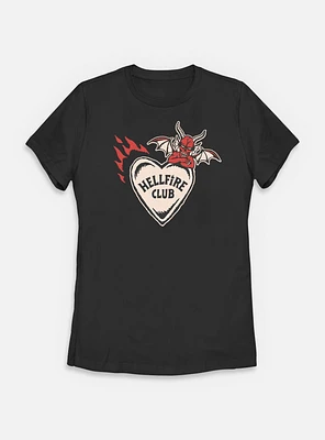 Stranger Things Hellfire Club Devil Heart Womens T-Shirt
